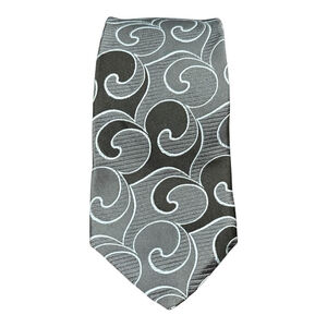 Ted Baker Tie Mens Silk Gray Black Swirl Pattern Floral Accent Classic Necktie